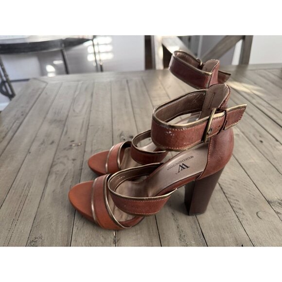 Worthington Women's Zip Back Brown Chunky Bohemian Heels Size 9 - Picture 1 of 7
